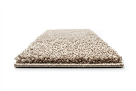 Close-up of Beige Textured Carpet Isolated on White Background