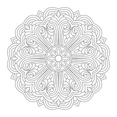 Mandala Coloring Pages for Adults round floral design, vector file