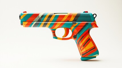 Obraz premium Colorful handgun design featuring bold patterns and vibrant hues with intriguing artistic style