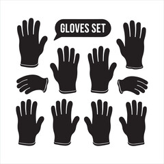 gloves set black silhouette
