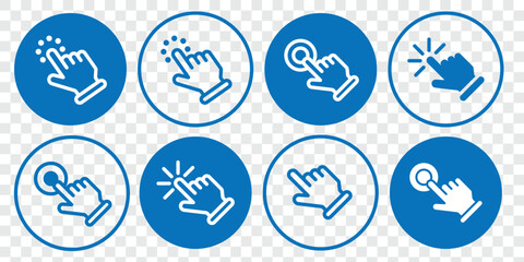 Computer mouse click cursor icon set. Cursor pointer clicking symbol. Hand cursors icons click collection. Hand Cursor. Vector illustration.