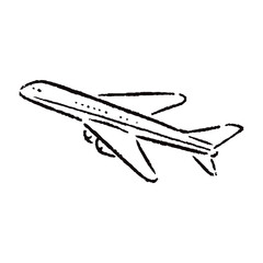 手描きの飛行機のイラスト_白黒