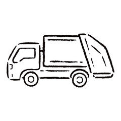 Fototapeta premium 手描きの清掃車のイラスト_白黒