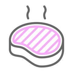 Steak Vector Line Lt Pink Grey Icon Design