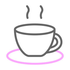 Tea Cup Vector Line Lt Pink Grey Icon Design