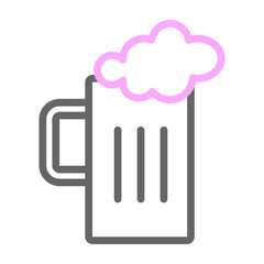 Beer Mug Vector Line Lt Pink Grey Icon Design