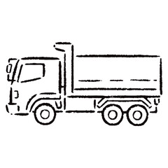 手描きのダンプカーのイラスト_白黒