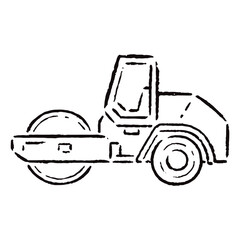 Naklejka premium 手描きのロードローラーのイラスト_白黒