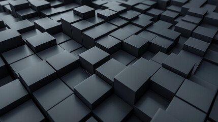 Geometric Symphony in Monochrome: A captivating array of black and white cubes interlock in a rhythmic pattern, creating a visually striking and modern architectural landscape with depth and intrigue.