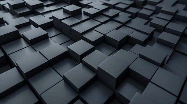 Geometric Symphony in Monochrome: A captivating array of black and white cubes interlock in a rhythmic pattern, creating a visually striking and modern architectural landscape with depth and intrigue.
