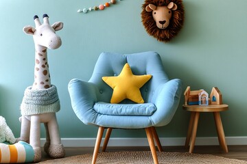 Cozy Children's Room with Giraffe and Chair