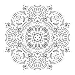 Vector mandala relaxation patterns unique design with coloring book page
