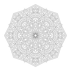 Whirlwind enigmatic mandala coloring book page, vector file