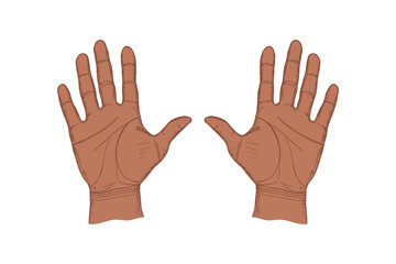 Open palms of hands sketch drawing illustration. Hand drawn vector line art clipart in engraving style, diversity, greeting, support, protect concept