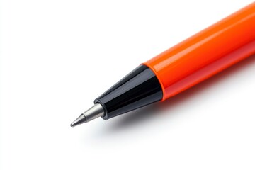 Close-up of Orange Mechanical Pencil with Metal Tip on White Background