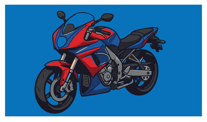 Obraz premium Dynamic motorbike racing illustration featuring two riders in high-speed action with bold bright yellow background