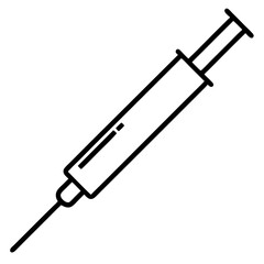 Fototapeta premium Line drawing of a syringe representing vaccinations and medical procedures in minimalist design