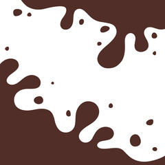 Chocolate splash on a white background. Organic abstract brown spot with spray drops, vector illustration. An element for decoration, labels, covers, design with a place for text, flat design