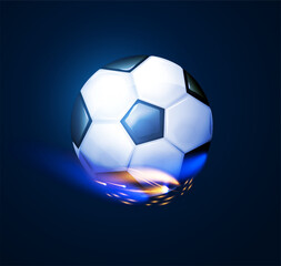 Naklejka premium Soccer ball with speed and power light effect. Sports background. Match design.