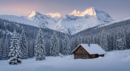Fototapeta premium Winter's Embrace AI Generated