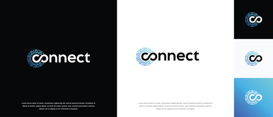 Technology connection logo design. Technology connection logo template. Technology logo symbol icon	