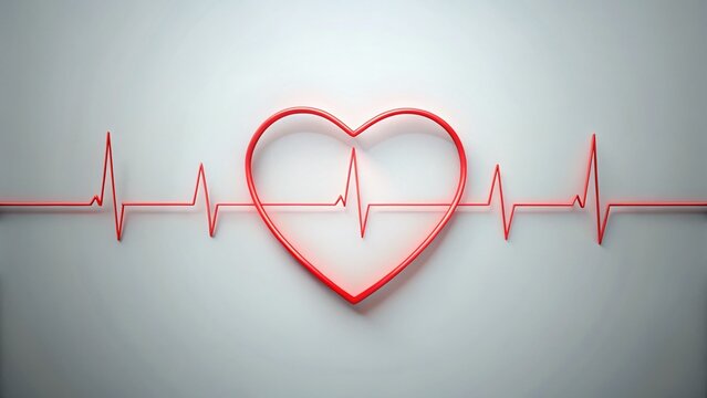 Heartbeat of Life: A striking red heart synchronized with a vital EKG line, symbolizing health, life, and the rhythm of existence.