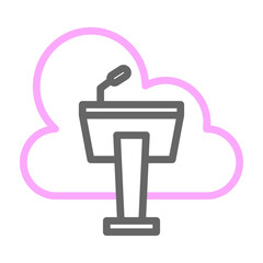 Virtual Lecture Vector Line Lt Pink Grey Icon Design