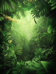 Lush Tropical Jungle Frame: Serene Green Oasis