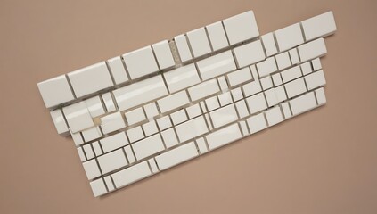 White ceramic tiles on beige background