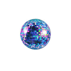 Obraz premium Sparkling Disco Ball Isolated onTransparent background Vibrant Blue and Purple Mirrored Sphere