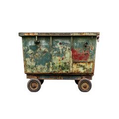Rusty Old Wheeled Dumpster Isolated onTransparent background