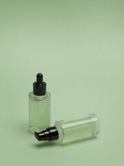 Cosmetic ampoules placed in the sunlit area