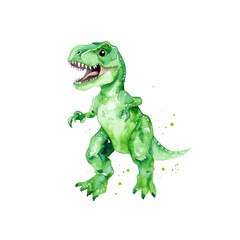 Obraz premium Adorable Watercolor Tyrannosaurus Rex Dinosaur Illustration