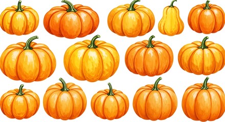 A Harvest of Hues: Vibrant Watercolor Pumpkins AI Generated