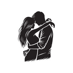 Couple hug Silhouette - Couple hug Vector - Couple hug Illustration - Couple hug art.