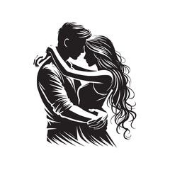Couple hug Silhouette - Couple hug Vector - Couple hug Illustration - Couple hug art.