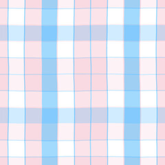 Pastel gingham plaid seamless pattern with clean lines, ideal for textiles, wallpaper, and childrens fashion. Simple, cozy, and retro design with a soft, light feel