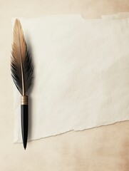 Elegant Quill Pen and Antique Paper: A Vintage Still Life