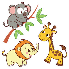 set of cartoon animals