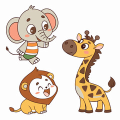set of cartoon animals