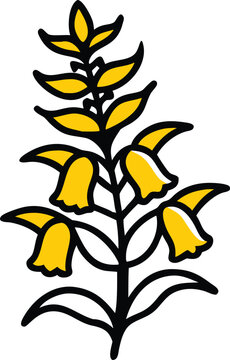 yellow flower plant black outline clip art preview
