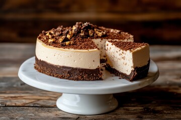 Delicious Chocolate Cheesecake with Crust and Toppings