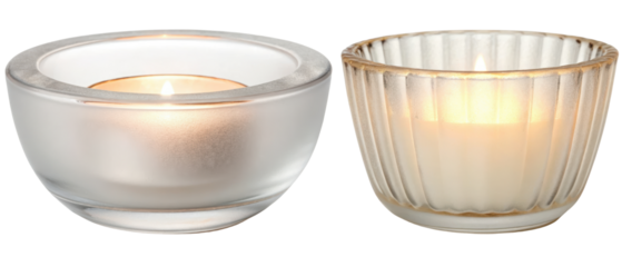 Elegant glass candles for a cozy atmosphere at home isolated with transparent background