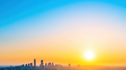 Sunrise over a city skyline, showcasing vibrant color and silhouettes of buildings