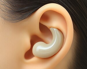 Earpiece in ear; close-up; medical