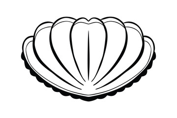 Simple Seashell Outline Drawing Isolated On White Background For Marine Life Illustrations Or Tattoo Designs