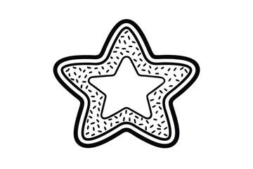 Star Shaped Cookie Outline Illustration Black And White Festive Celebration Graphic Element Simple Design Perfect For Holiday Themes