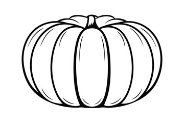 Single Pumpkin Outline Illustration For Fall Season And Halloween Decoration Isolated On White Background