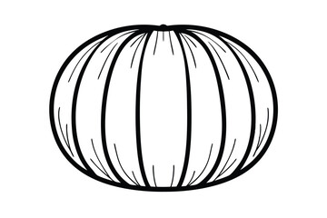 Abstract Geometric Shape Of Stylized Melon Or Pumpkin Outline On White Background Vector Design