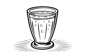 Black And White Soda Glass Illustration Featuring Bubbles And Sunlight Graphic Drink Image For Commercial Use